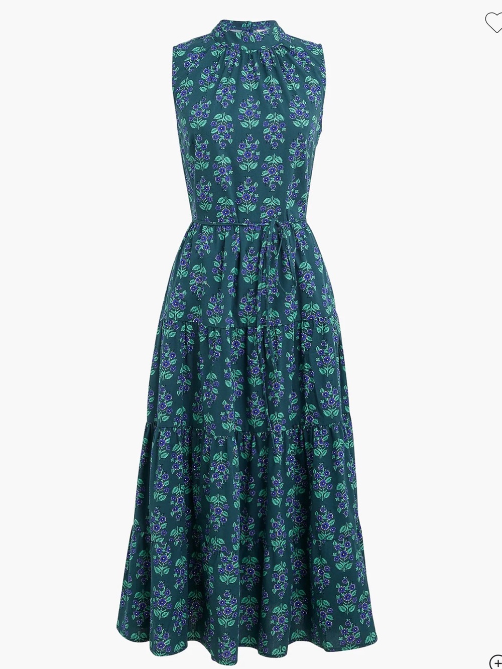 J. Crew Factory Printed mockneck tiered midi dress